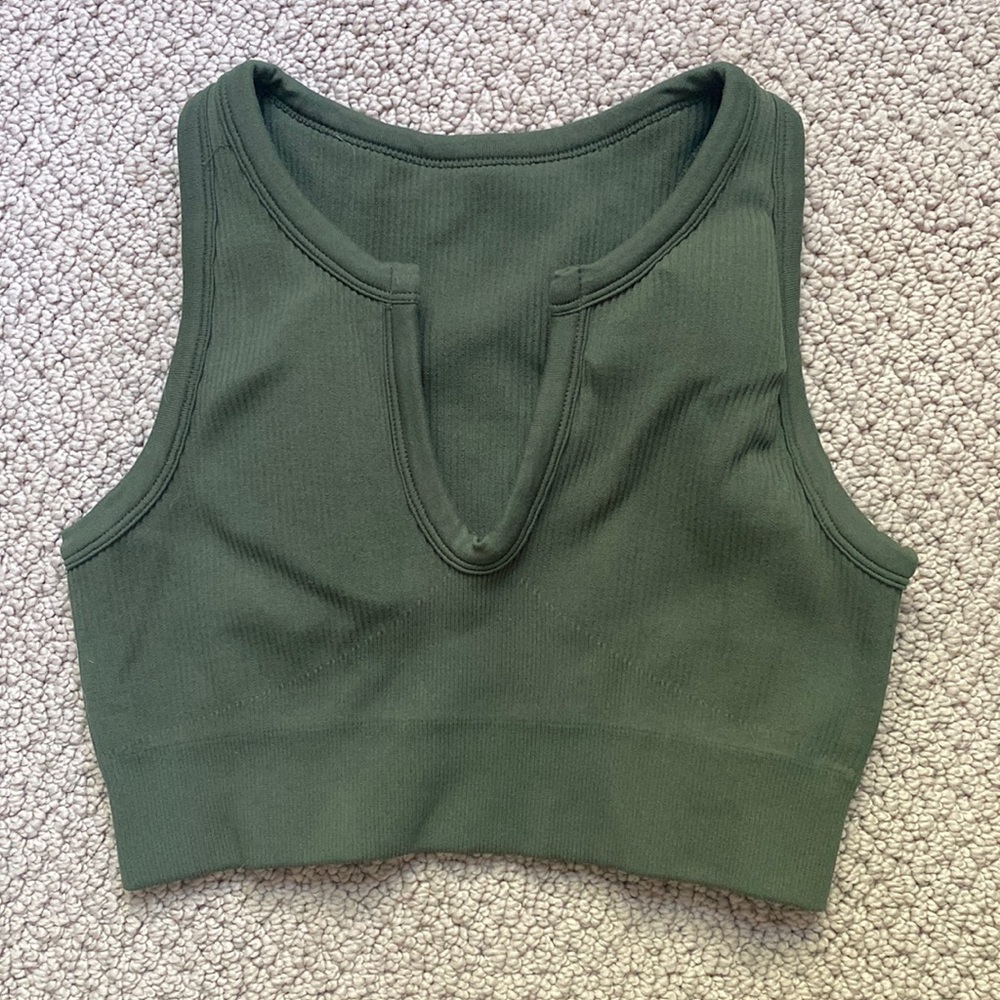 Ribbed 2 piece workout set crop top & seamless high rise leggings - Picture 5 of 8